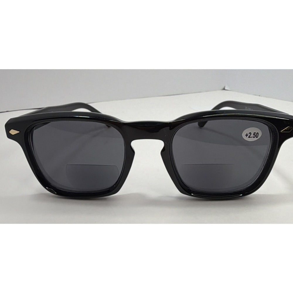 JM Readers +2.50 Bifocal Reading Sunglasses Black UV Protection Unisex NEW